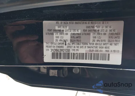 2021 Mazda Cx-30 2.5 S z USA, uszkodzony, nr VIN 3MVDMBAL6MM216396